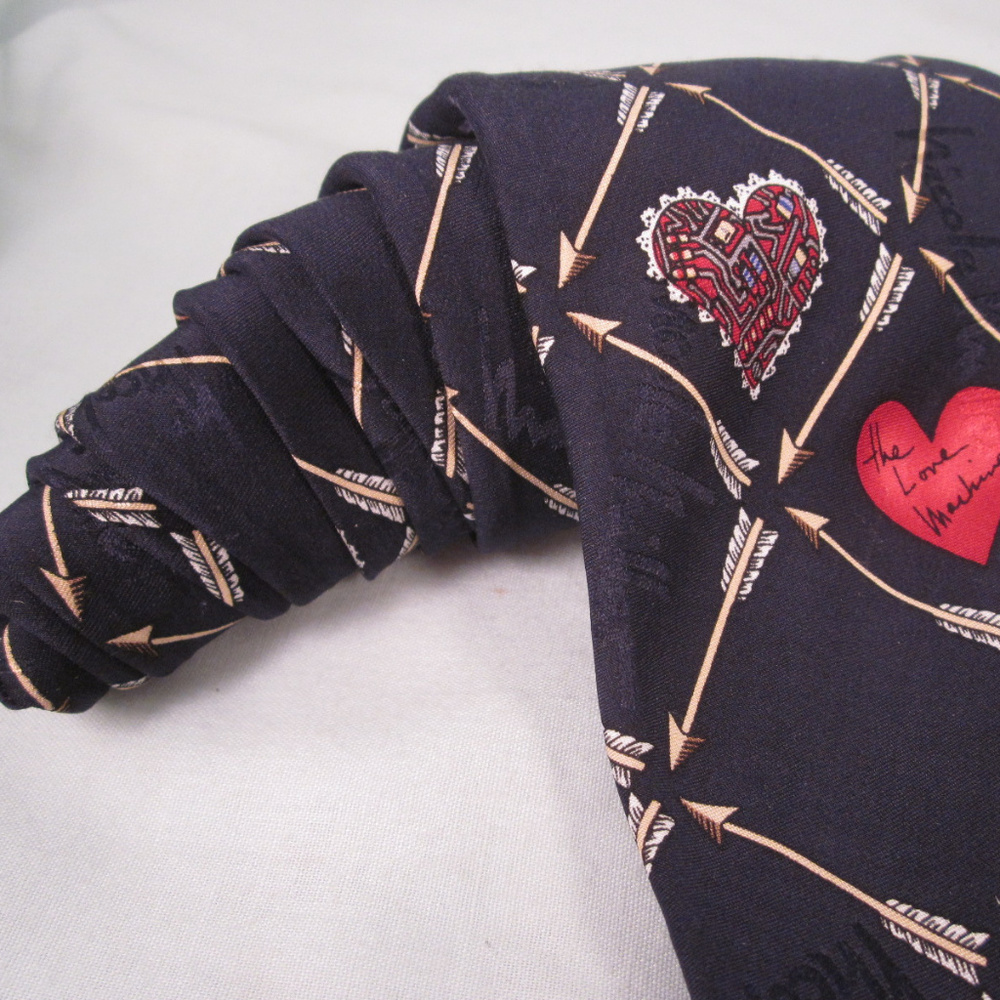 NICOLE MILLER Silk Necktie THE LOVE MACHINE Navy - Picture 3 of 8